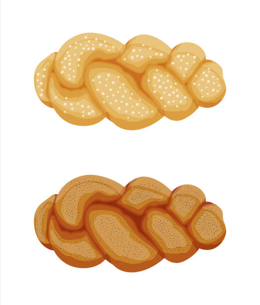 ilustrações de stock, clip art, desenhos animados e ícones de braided bread bun icon - challah