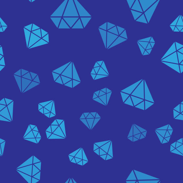 istock Blue Diamond sign isolated seamless pattern on blue background. Jewelry symbol. Gem stone. Vector Illustration 1144360611