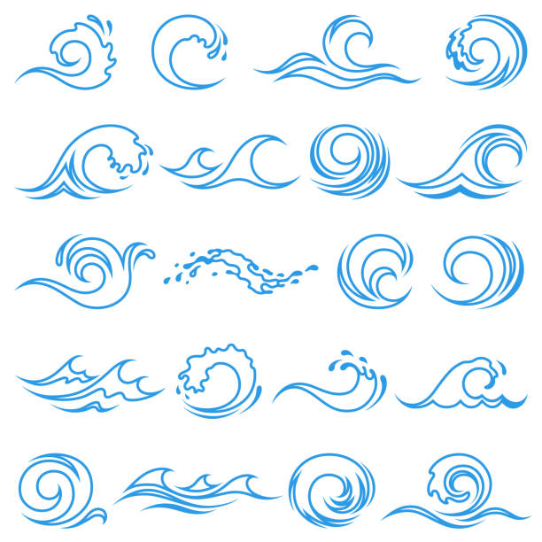 Wave icons Set of wave icons tattoo clipart stock illustrations