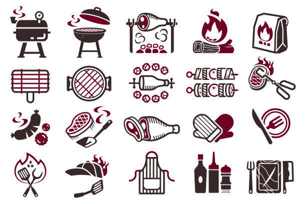 Barbecue fight cooking symbol. Barbecue fight cooking symbol. chef cooking flames stock illustrations