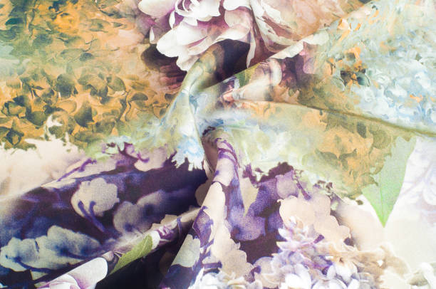 istock Texture, background, pattern. Fabric silk exquisite colors with peonies. Cabbage Rose Floral Decorator Fabric -Peonies Roses Morning Glories- Pink, Old Rose, Sage Green, Lavender Floral Cottage 1144364367
