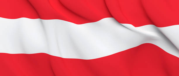 istock National Fabric Wave Closeup Flag of Austria 1144364469