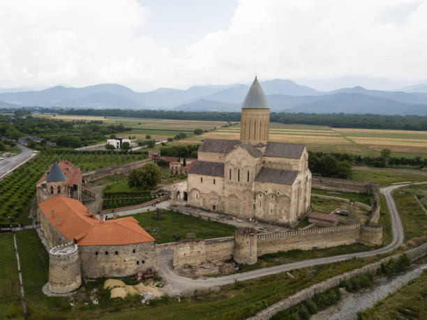 istock Aerial drone view Alaverdi Monastery in Kakheti, Georgia 1144364681
