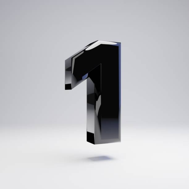 istock Volumetric glossy black number 1 isolated on white background. 1144368202