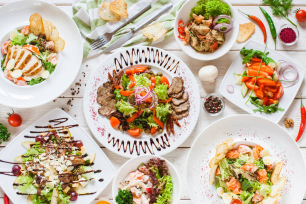 istock top view food restaurant banquet dinner buffet 1144368557
