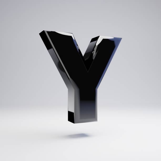 istock Volumetric glossy black uppercase letter Y isolated on white background. 1144368563
