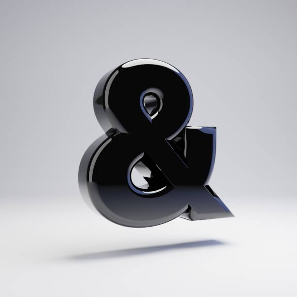 istock Volumetric glossy black ampersand symbol isolated on white background. 1144368682