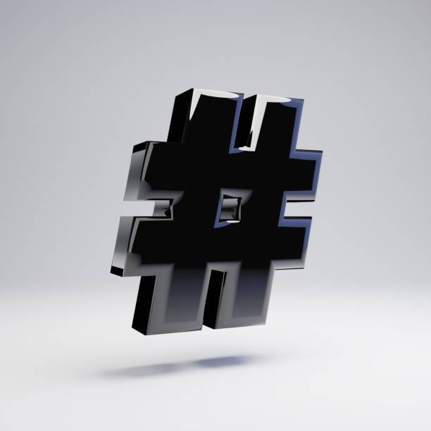 istock Volumetric glossy black hashtag symbol isolated on white background. 1144368833