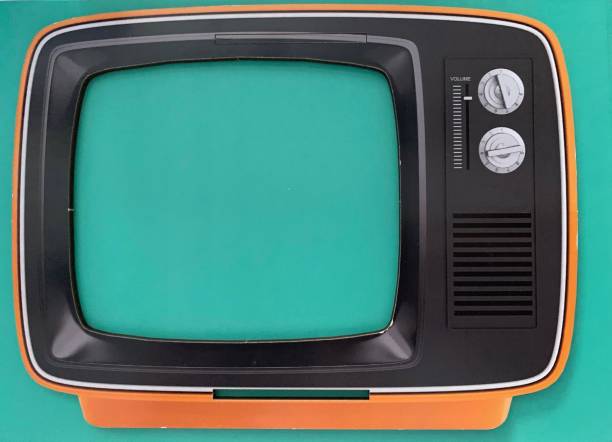 istock Retro tv screen on green background 1144369935