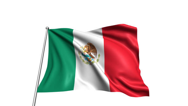 istock flag of Mexico with fabric structure in the wind 1144370596