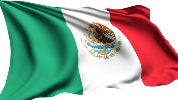 istock flag of Mexico with fabric structure in the wind 1144370601