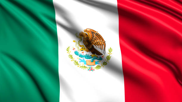 istock flag of Mexico with fabric structure in the wind 1144370606