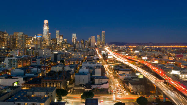 istock Night Rush Hour Traffic Bay Bridge San Francisco Skyline 1144371803