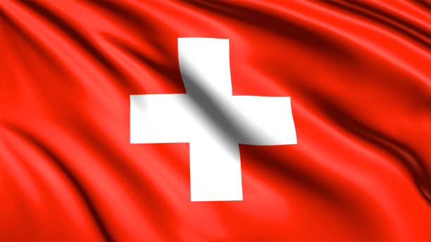istock flag of Switzerland with fabric structure in the wind 1144371912