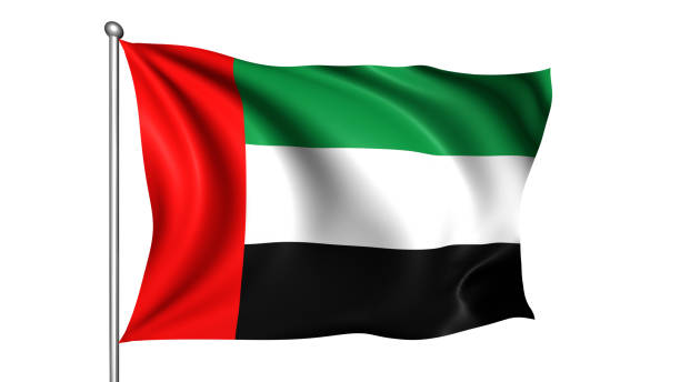 flaga zjednoczonych emiratów arabskich ze strukturą tkaniny na wietrze - flag of the united arab emirates zdjęcia i obrazy z banku zdjęć