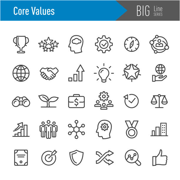ikony podstawowych wartości - seria big line - stability stock illustrations