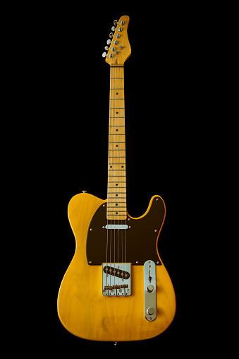 Vintage Electric Guitar Isolated On Black Background