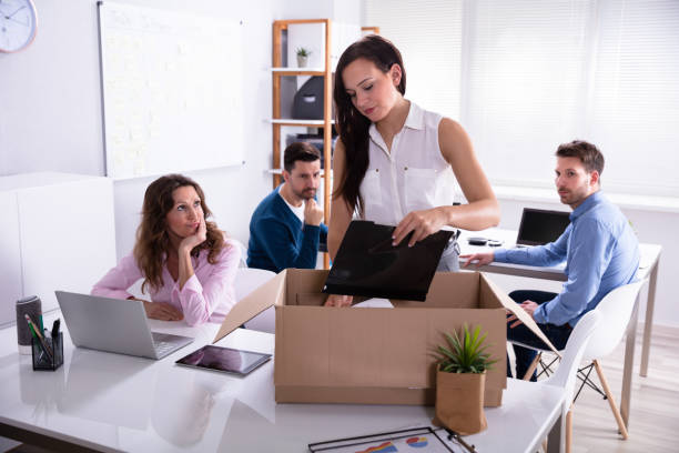 istock Woman With Her Belonging In Box 1144374106