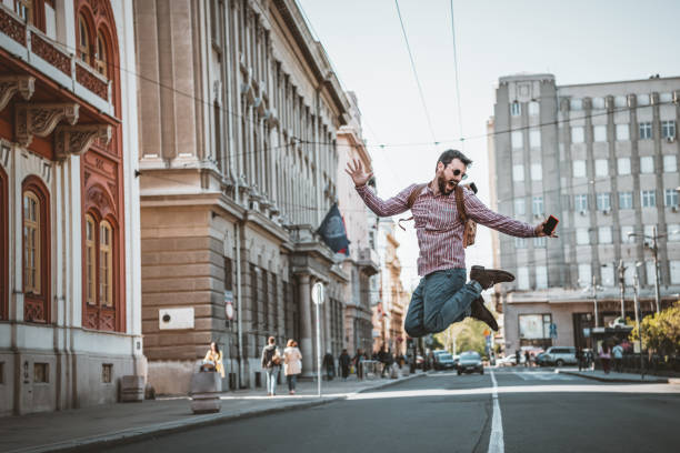 istock Young Man Walking on the City Road 1144375737
