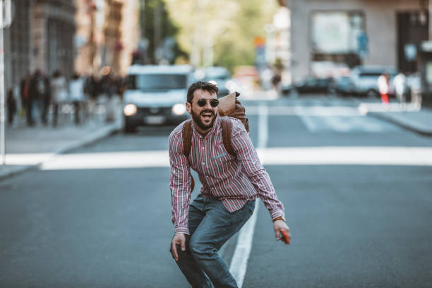 istock Young Man Walking on the City Road 1144375941
