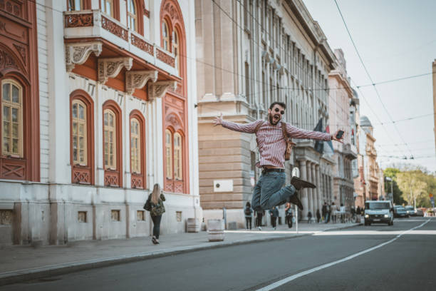 istock Young Man Walking on the City Road 1144375942