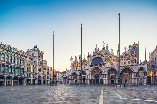 St Marks Square and  St. Mark's Basilica in the early morning,Venice,Italy