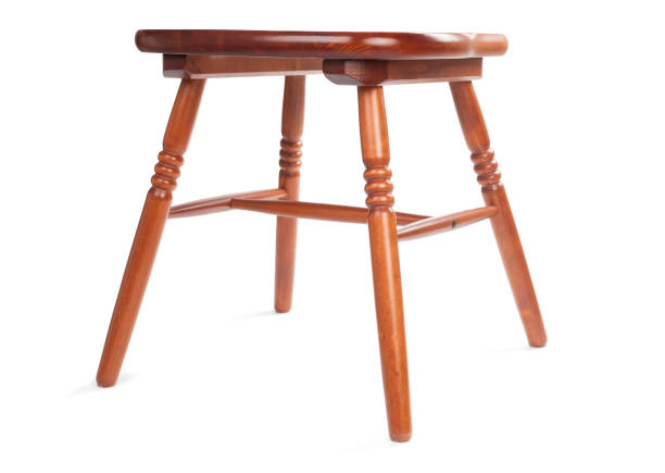 istock Wooden tabouret on white background 1144377722