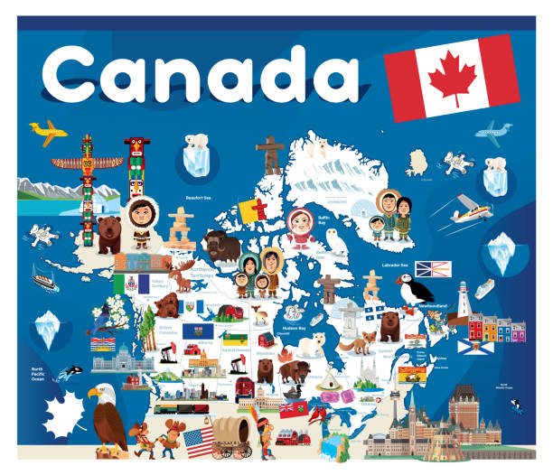 kanada - canada american flag canadian culture usa stock illustrations
