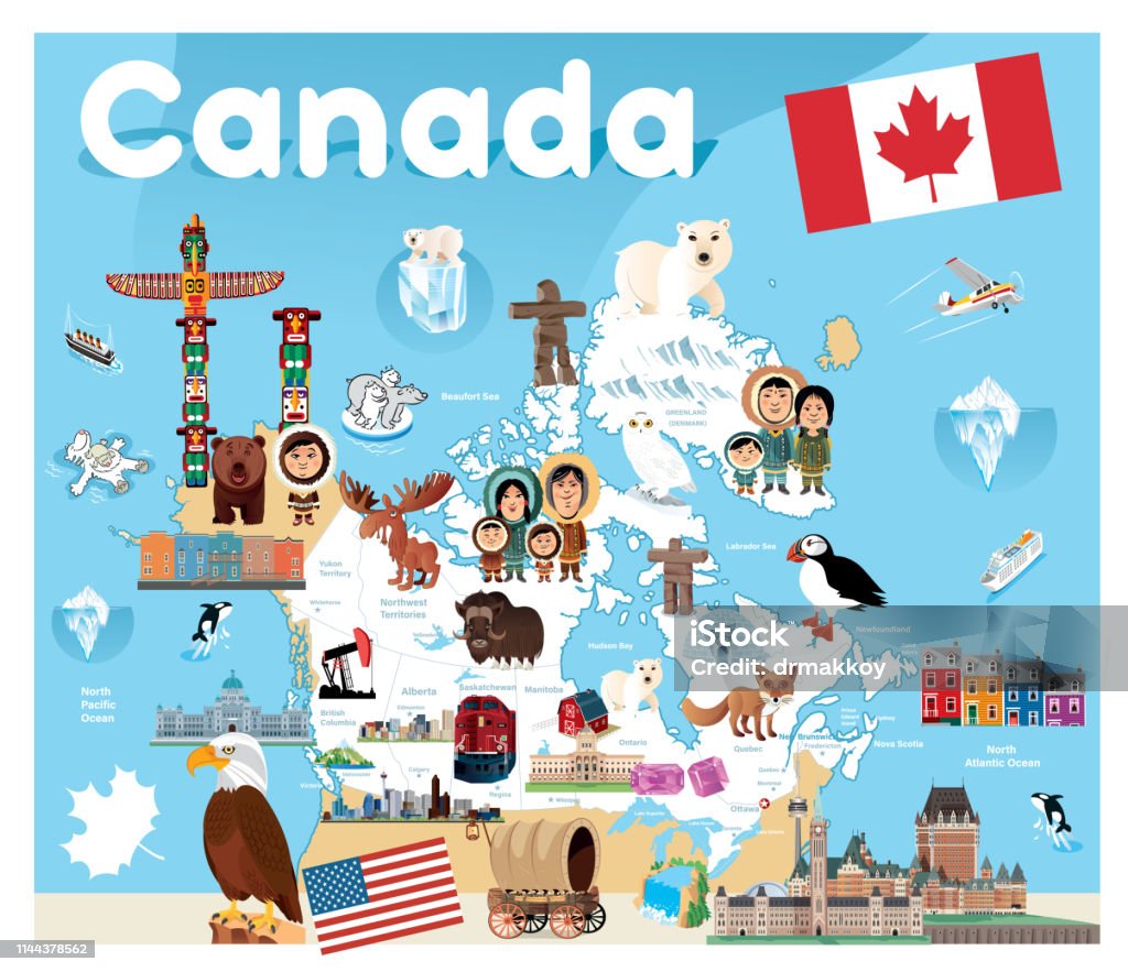 Canada Travel Map Cartoon map of CANADA
I have used 
http://legacy.lib.utexas.edu/maps/americas/canada_pol99.jpg Cartoon stock vector