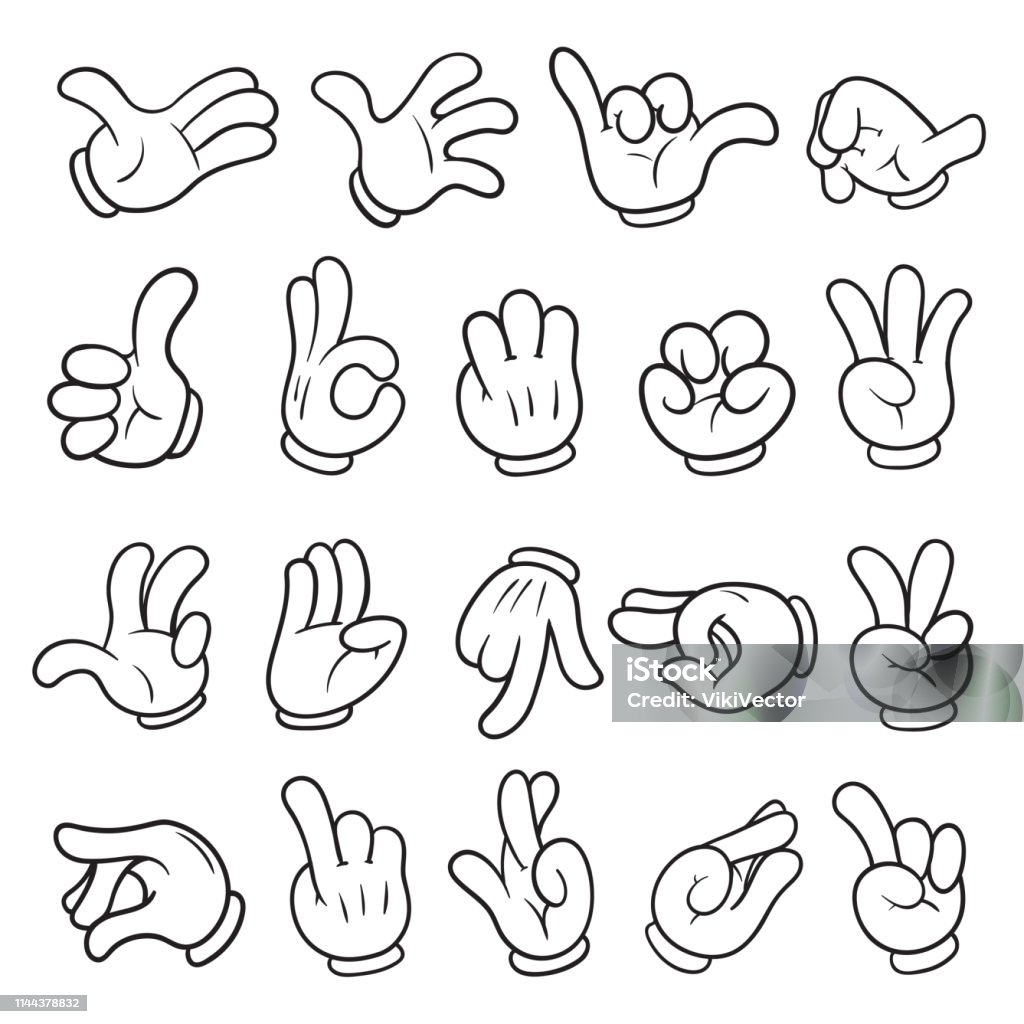 Cartoon Funny Drawing Hands In Gloves Set Stock Illustration - Download  Image Now - Hand, Cartoon, Glove - iStock