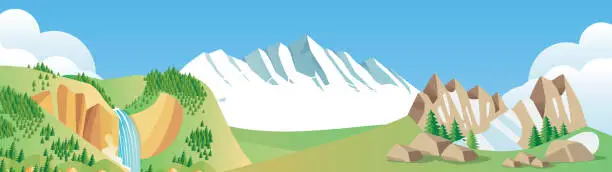 Vector illustration of Mountains and Nature