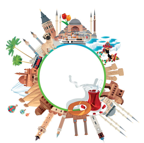 터키 여행 - clock tower illustrations stock illustrations