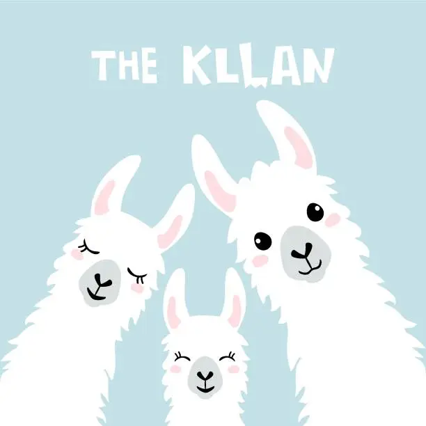 Vector illustration of Llama Alpaca. The klan card. Vector illustration