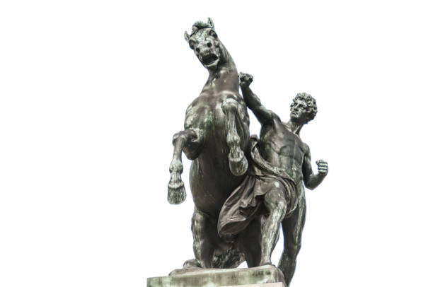 istock Horse tamer statue isolated on white background 1144384859