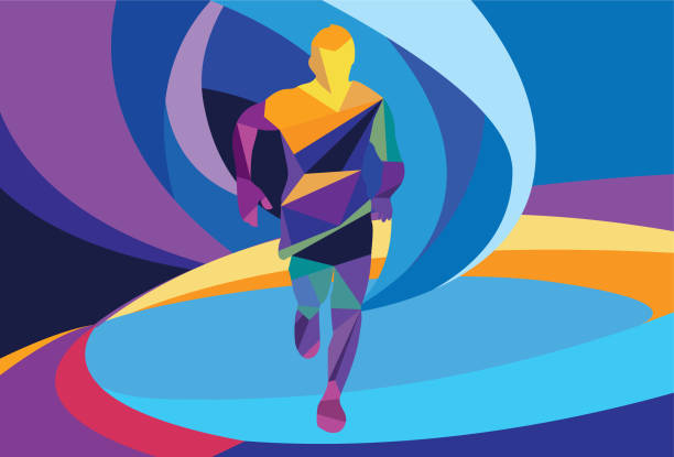 Running Man Running, Marathon, Winner, Art, Colourful jogging illustrations stock illustrations