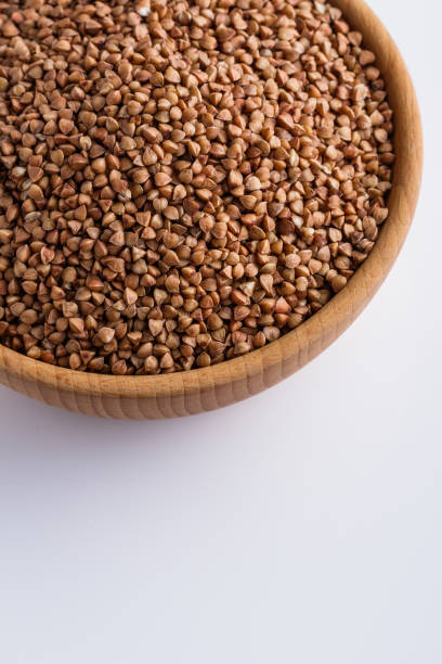 istock Grain buckwheat on a white acrylic background 1144386373