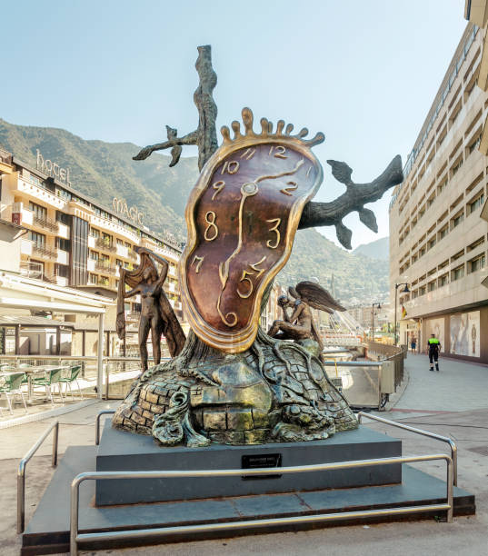The 'Nobility of Time' is a Salvador Dali sculpture placed in the center of Andorra capital city ANDORRA LA VELLA, ANDORRA - JULY 19 2018: The 'Nobility of Time' is a Salvador Dali sculpture placed in the center of Andorra capital city andorra stock pictures, royalty-free photos & images