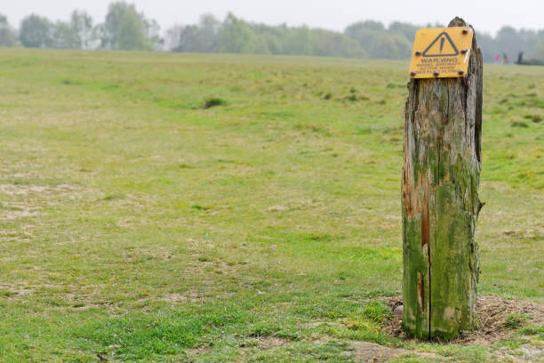 Sutton Park, West Brom UK Warning pole model aircraft flying field for members of the Sutton Park Model Aero Club, Birmingham UK sutton park stock pictures, royalty-free photos & images