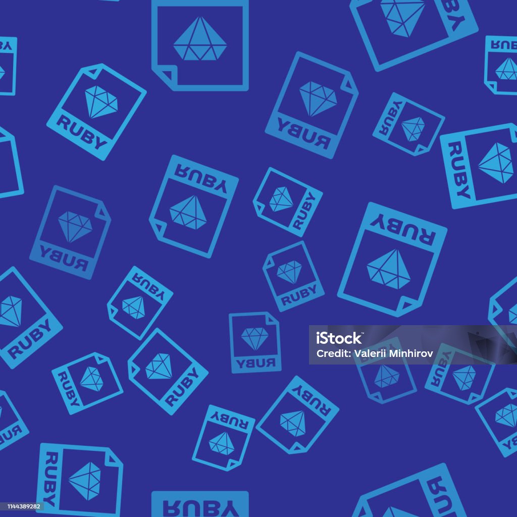 Blue RUBY file document icon. Download ruby button icon isolated seamless pattern on blue background. RUBY file symbol. Vector Illustration Abstract stock vector Blue RUBY file document icon. Download ruby button icon isolated seamless pattern on blue background. RUBY file symbol. Vector Illustration Abstract stock vector