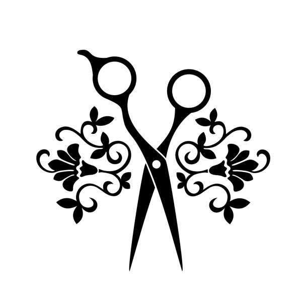 Beauty salon logo, barbershop logotype. Black scissors on white background. Hairdreseser icon. vector art illustration