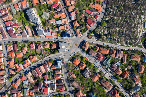 istock Aerial view of old city streets intersection 1144391838