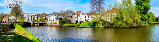 Beautiful nature along the canal in Zwolle, Netherlands stock photo