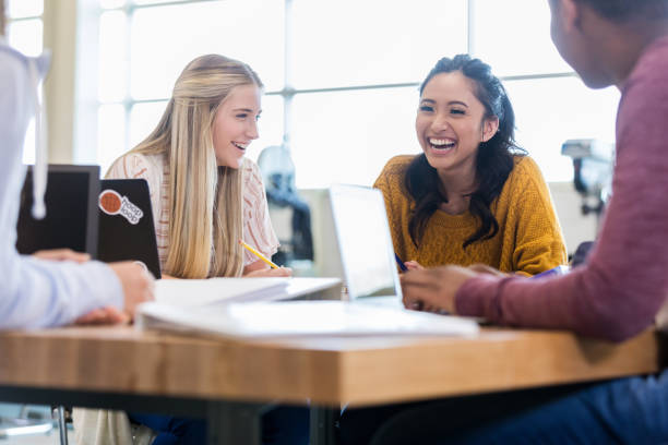 istock Multi-ethnic group of teenagers takes a break 1144395145