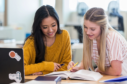 Two Study Two Friends Study Together Stock Photo - Download Image Now - Learning ...