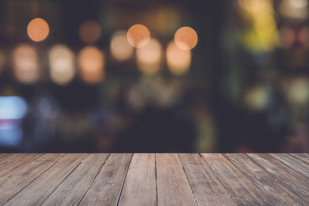 istock Desk in front blurred bokeh background, for presentation product and template 1144396086