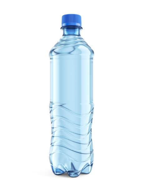 Small plastic bottle of still water with blue cap stock photo