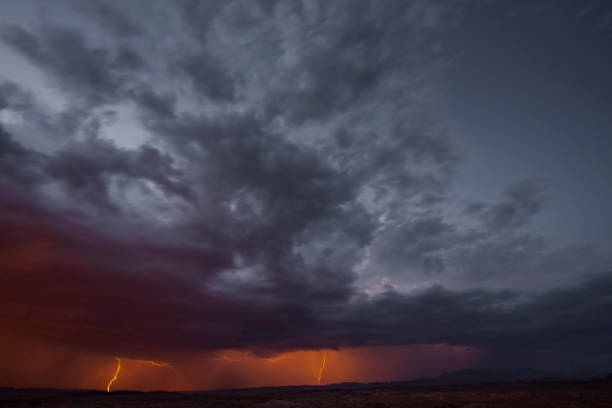 istock Lightning over desert landscape 1144401380