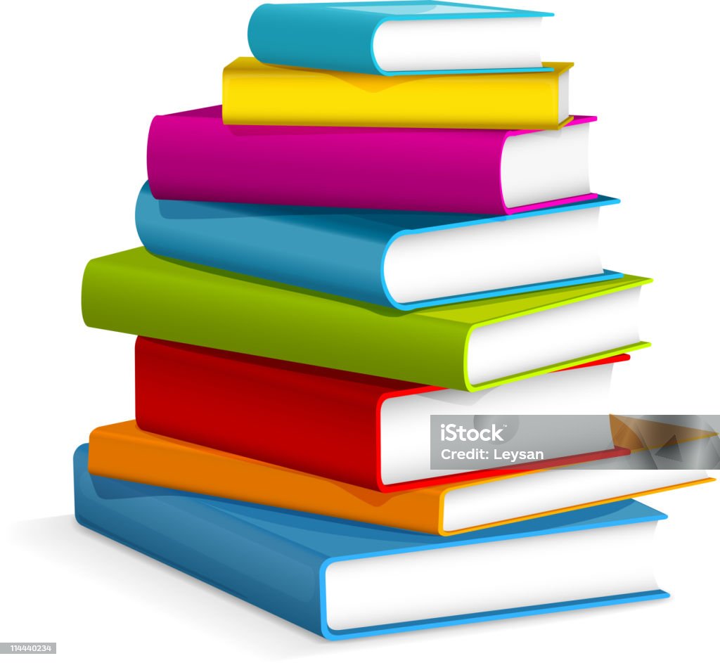 Books stack Illustration of colorful books stacked. NO gradient mesh. Major elements are grouped and layered separately. Book stock vector