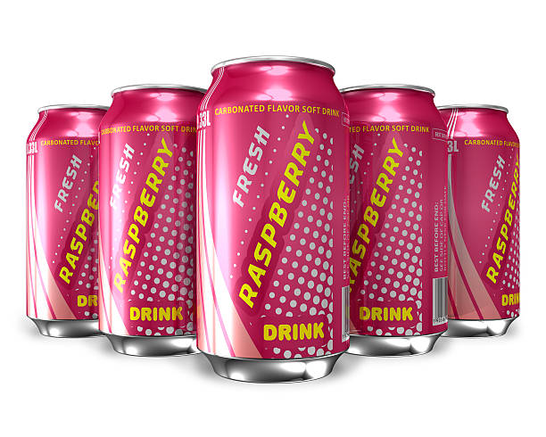 istock Set of raspberry soda drinks in metal cans 114440291