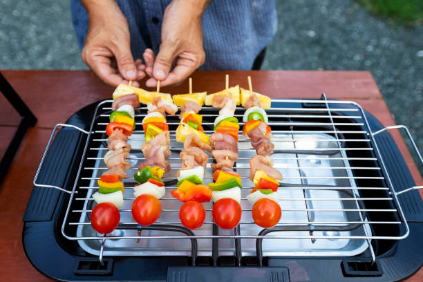 istock Assorted delicious barbecue with meat and vegetable on the stove 1144403120